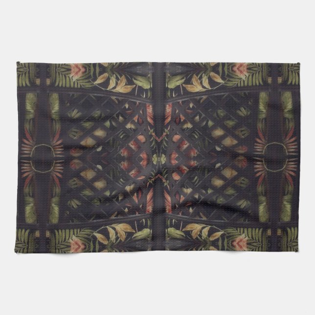 Tropical Latticework Kitchen Towel (Horizontal)