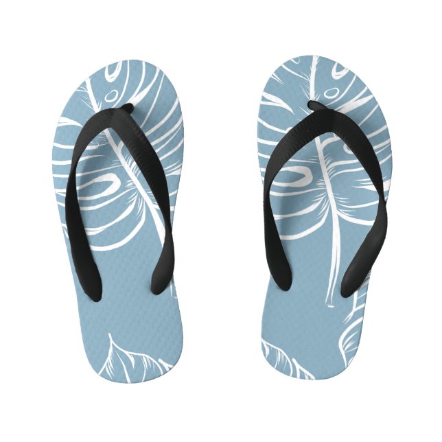 Tropical Leaf Abstract: Seamless Greenery. Kid's Flip Flops (Footbed)