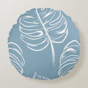 Tropical Leaf Abstract: Seamless Greenery. Round Pillow