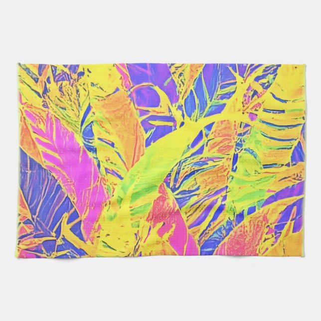 Tropical Leaf Art Kitchen Towel (Horizontal)