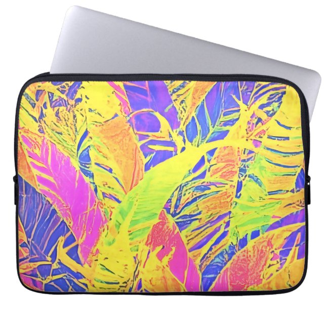 Tropical Leaf Art Laptop Sleeve (Front)