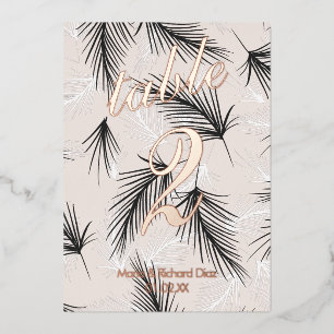 Tropical Leaf Black Pressed  Foil Table Number