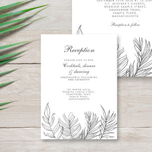 Tropical Leaf Black White Reception Enclosure Card