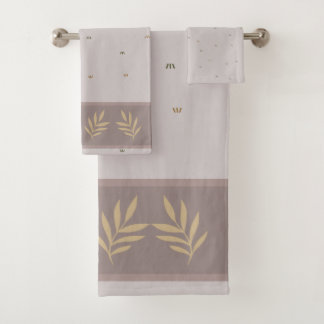 Tropical Leaf Border Bathroom Towel Set