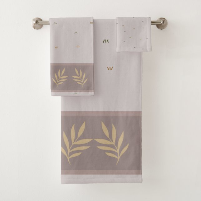 Tropical Leaf Border Bathroom Towel Set (Insitu)