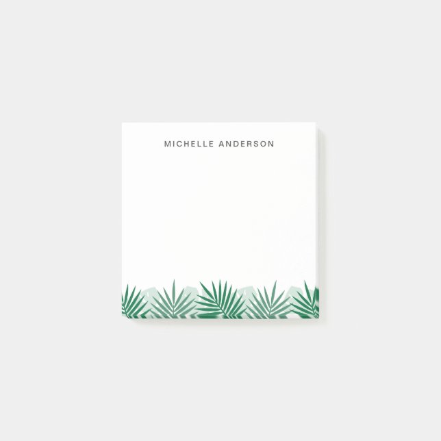 Tropical leaf border modern minimal post-it notes (Front)