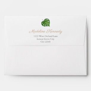 Tropical Leaf Botanical Baby Shower Return Address Envelope