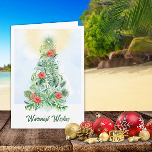 Tropical Leaf Christmas Tree Greeting Card