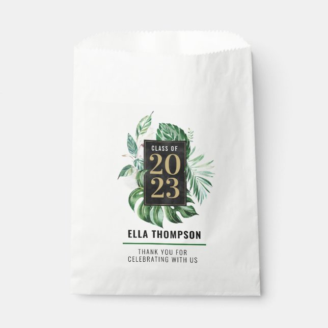 Tropical Leaf Class of 2021 Graduation | Thank you Favour Bag (Front)