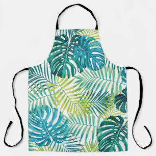 Tropical leaf design featuring green/blue palm and apron