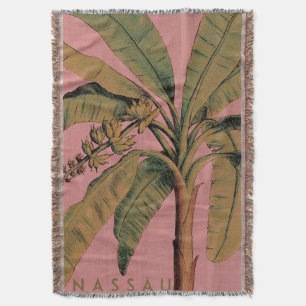 Tropical leaf design throw rug blanket