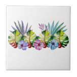 Tropical Leaf Flower Colourful  Hawaiian Tile<br><div class="desc">This design was created through digital art. It may be personalized by clicking the customize button and changing the colour, adding a name, initials or your favourite words. Contact me at colorflowcreations@gmail.com if you with to have this design on another product. Purchase my original abstract acrylic painting for sale at...</div>
