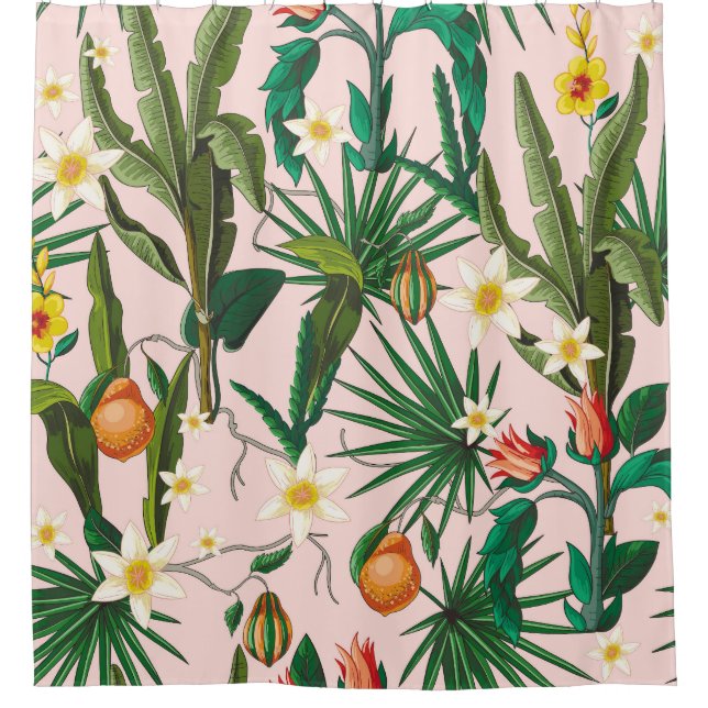 Tropical leaf, flower, fruit pattern. (Front)