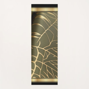 Tropical Leaf Green/Gold - Yoga Mat