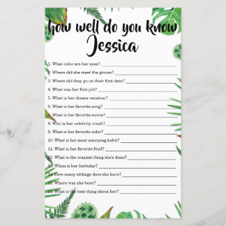 Tropical Leaf How Well Do You Know The Bride Game