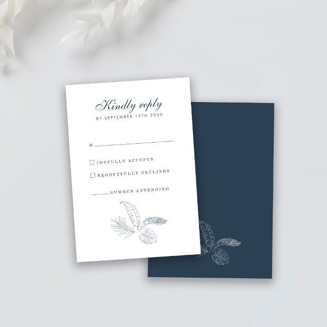 Tropical Leaf Minimal Wedding RSVP Card (Creator Uploaded)