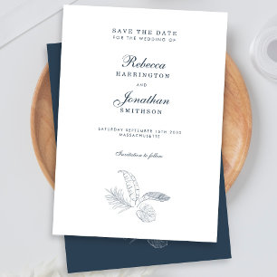 Tropical Leaf Minimal Wedding Save The Date I Invitation