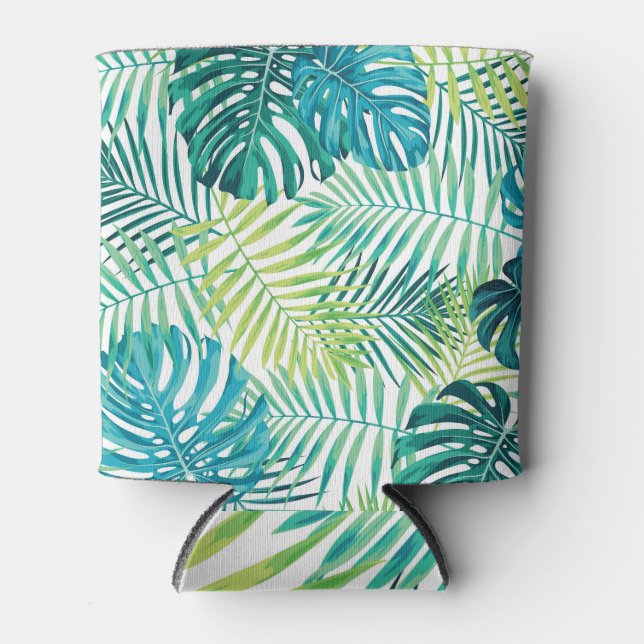 Tropical Leaf Monstera Seamless Design Can Cooler (Front)
