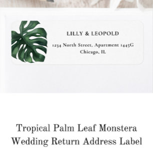 Tropical Leaf Monstera Wedding Return Address