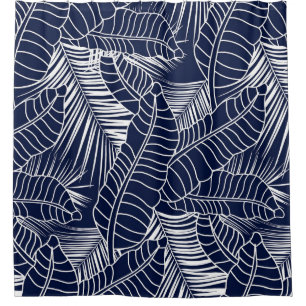Tropical leaf, navy blue background