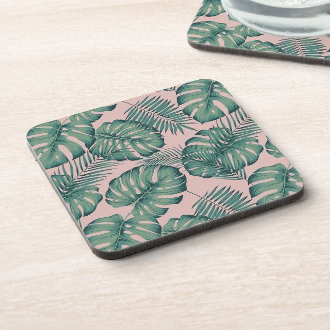 Tropical Leaf Pattern Coaster (Left Side)