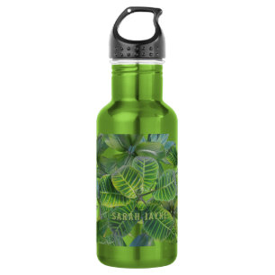 Tropical Leaf Pattern Jungle Foliage Water Bottle