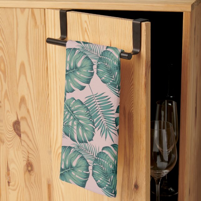 Tropical Leaf Pattern Kitchen Towel (Thirds Fold)