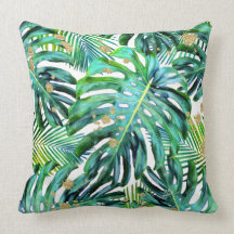 Tropical Leaf Pattern Palms Gold Glitter