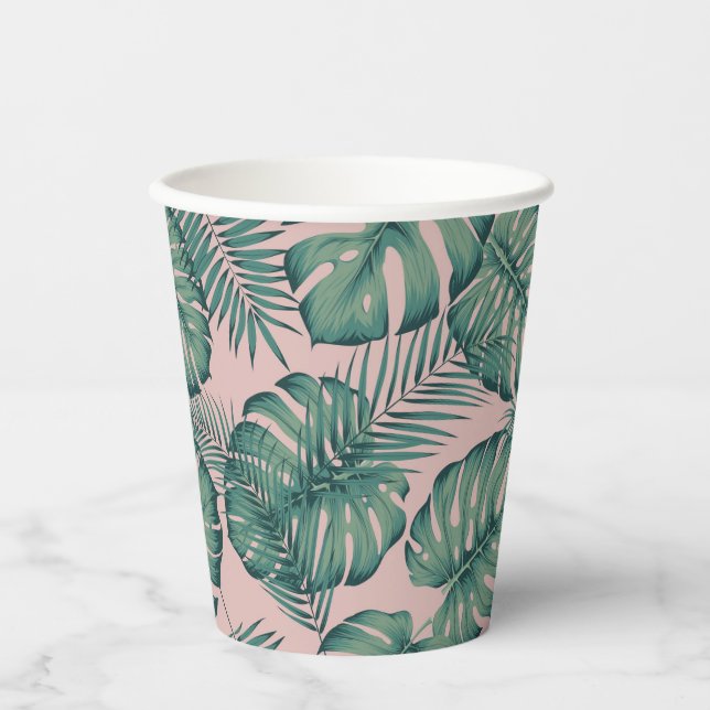 Tropical Leaf Pattern Paper Cups (Front)