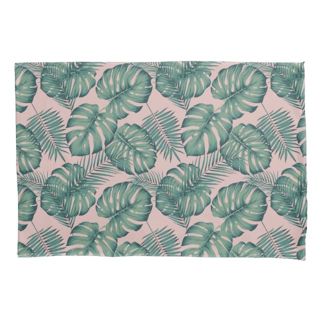 Tropical Leaf Pattern Pillowcase (Front-Left)