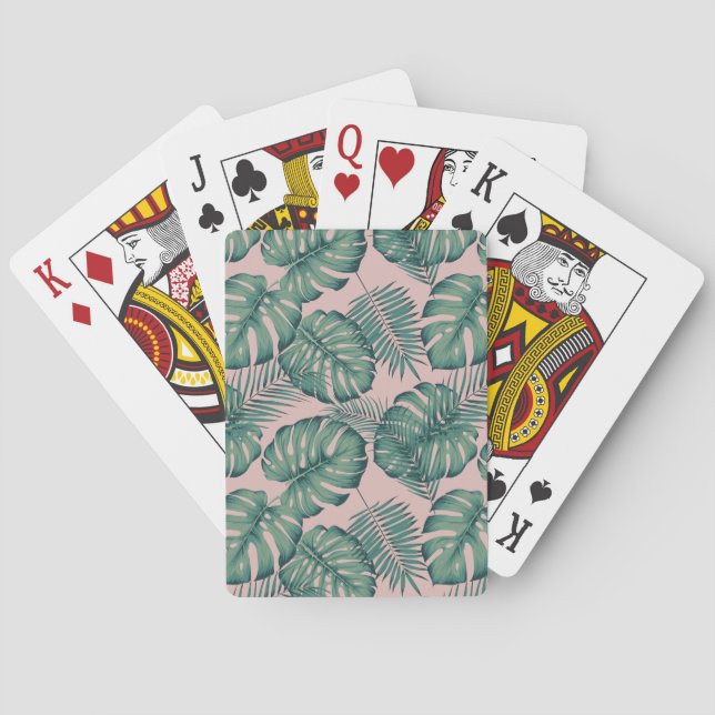 Tropical Leaf Pattern Playing Cards (Back)