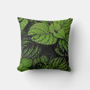 Tropical leaf pattern throw pillow