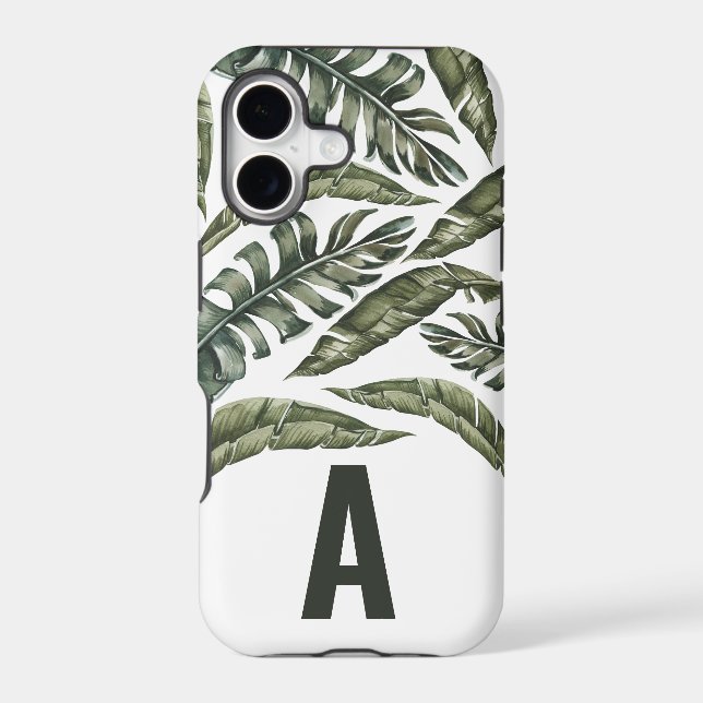 Tropical leaf personalized initial (Back)