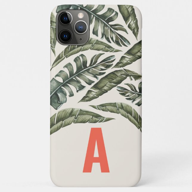 Tropical leaf personalized initial Case-Mate iPhone case (Back)