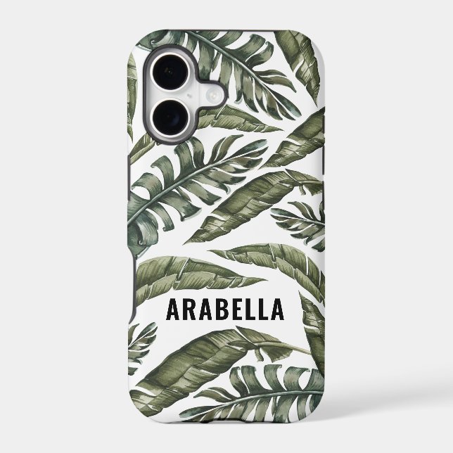 Tropical leaf personalized name and initial (Back)