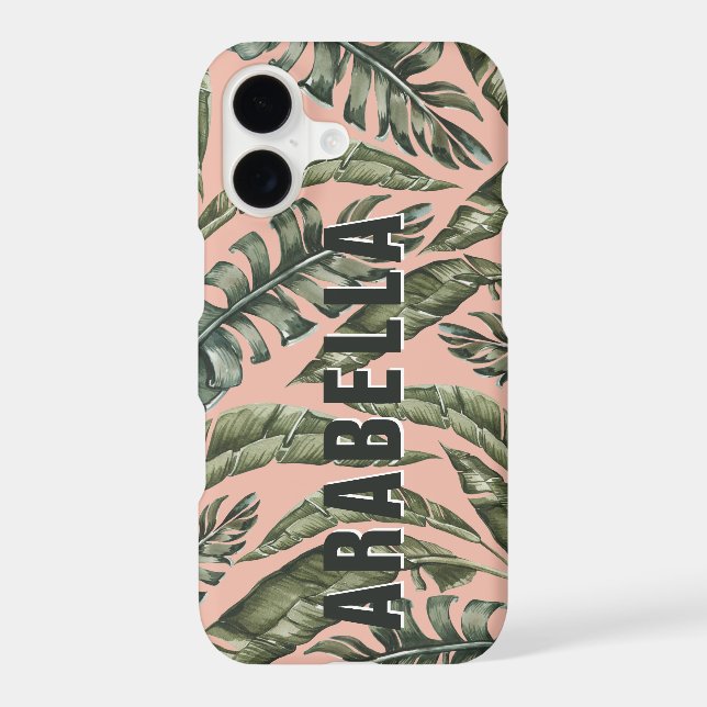Tropical leaf personalized name and initial (Back)