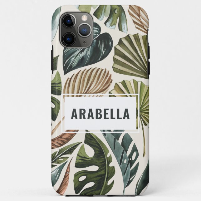 Tropical leaf personalized name and initial Case-Mate iPhone case (Back)