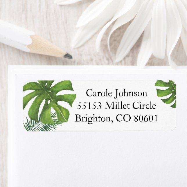 Tropical Leaf Return Address Label (Insitu)