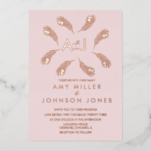 Tropical Leaf Ring Sage Wedding Pressed Foil Inv