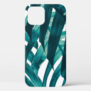 tropical leaf, stripe of exotic foliage in rain f iPhone 12 case