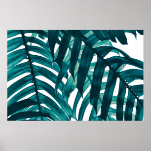 tropical leaf,  stripe of exotic foliage in rain f poster