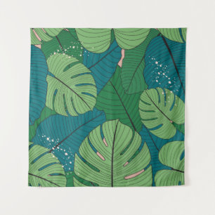 Tropical Leaf Tapestry: Vintage Verdure Tapestry