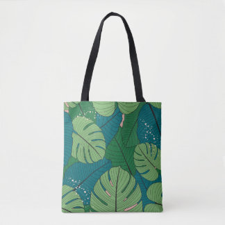 Tropical Leaf Tapestry: Vintage Verdure Tote Bag