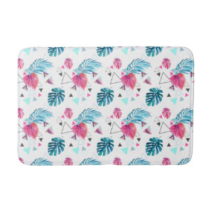 Tropical Leaf Triangle Pattern Bath Mat