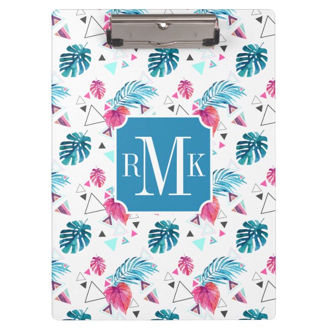 Tropical Leaf Triangle Pattern Clipboard (Front)