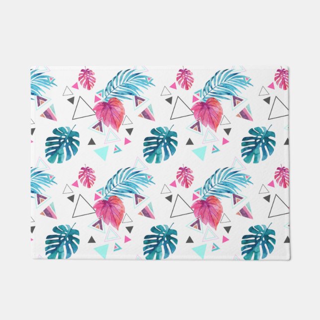 Tropical Leaf Triangle Pattern Doormat (Front)