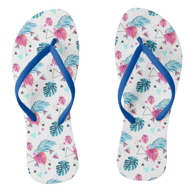 Tropical Leaf Triangle Pattern Flip Flops (Footbed)