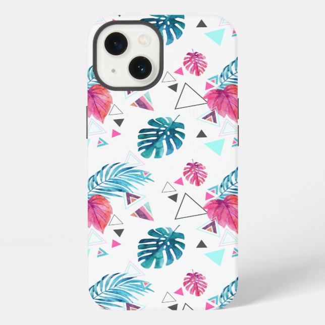 Tropical Leaf Triangle Pattern iPhone Case (Back)