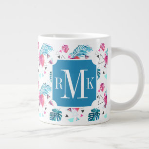 Tropical Leaf Triangle Pattern Large Coffee Mug