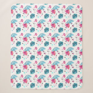 Tropical Leaf Triangle Pattern Sherpa Blanket